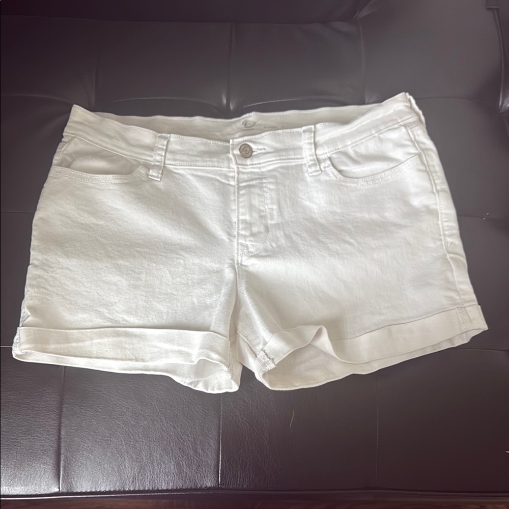 Old Navy White Jean Shorts Cuffed Hem